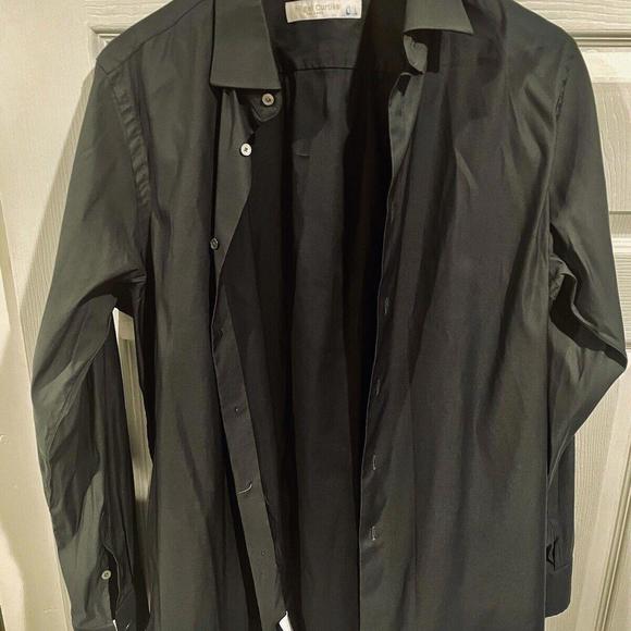 Nigel Curtiss Italy Black Full Collar French Cuff Formal Dressy Shirt sz M to L - Picture 1 of 3